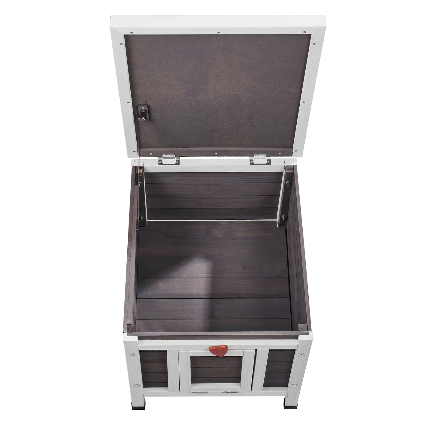 Outdoor Cat House Wooden Feral Cat Shelter with Roof & PVC Door Flaps