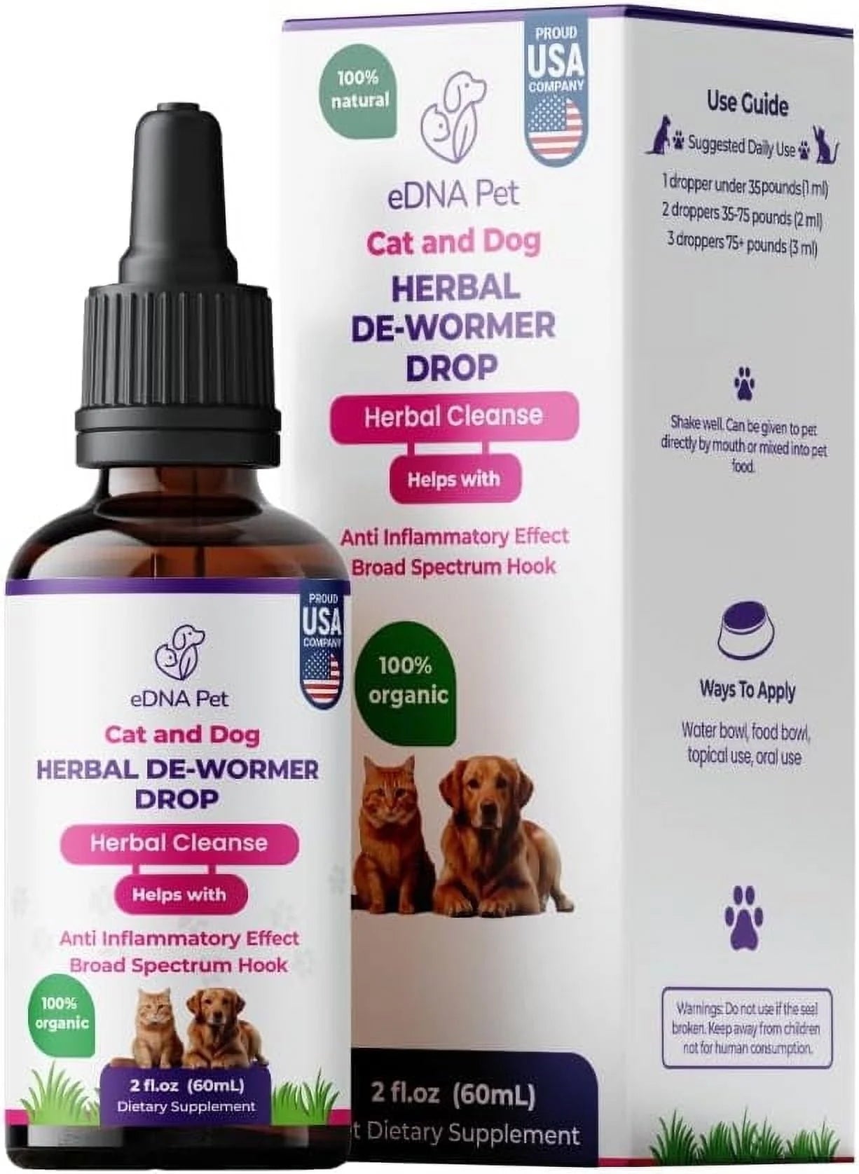 Herbal Extract Drops for Dogs and Cats, Herbal Supplement by Edna Pet for Cats & Dogs, 2 Fl. Oz