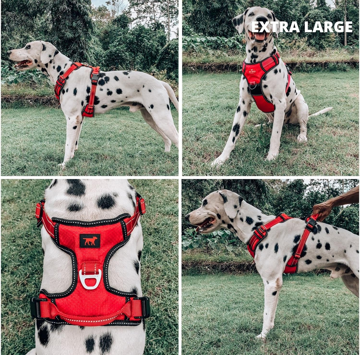 No Pull Easy Walk Dog Harness | Heavy Duty Pet Vest | Front & Back Leash Clips | Strong Safety Handle | Reflective anti Pull Vest | Comfortable Padded Escape Proof Harness (X-Large, Red)