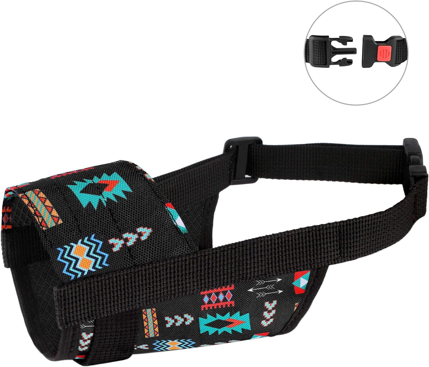 Dog Muzzle - Adjustable Soft Breathable Tribal Nylon Dog Mouth Guard Cover for Small, Medium and Large Dogs, anti Chewing, Barking & Biting (Pattern 2; L/XL)