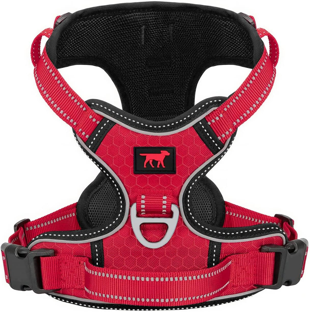 No Pull Easy Walk Dog Harness | Heavy Duty Pet Vest | Front & Back Leash Clips | Strong Safety Handle | Reflective anti Pull Vest | Comfortable Padded Escape Proof Harness (X-Large, Red)