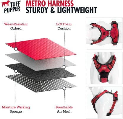 No Pull Easy Walk Dog Harness | Heavy Duty Pet Vest | Front & Back Leash Clips | Strong Safety Handle | Reflective anti Pull Vest | Comfortable Padded Escape Proof Harness (X-Large, Red)