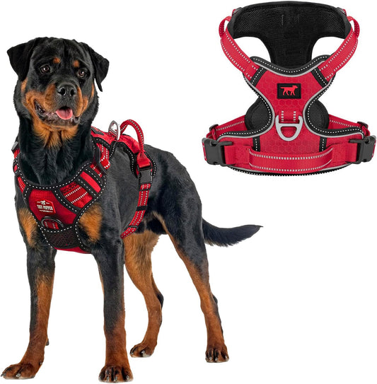 No Pull Easy Walk Dog Harness | Heavy Duty Pet Vest | Front & Back Leash Clips | Strong Safety Handle | Reflective anti Pull Vest | Comfortable Padded Escape Proof Harness (X-Large, Red)