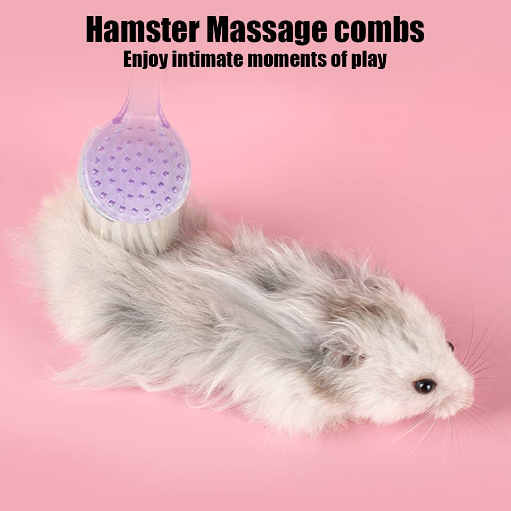 2 Pack Hamster Brush, Guinea Pig Massage Combs, Hedgehog Cleaning Supplies - Purple