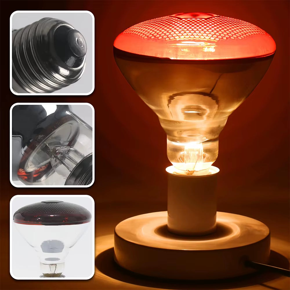 220V Infrared Heating Bulb Lamp 100/150/200/275W for Amphibians Reptiles Poultry Pets Livestock E27 Chicken Duck Farm Supplies