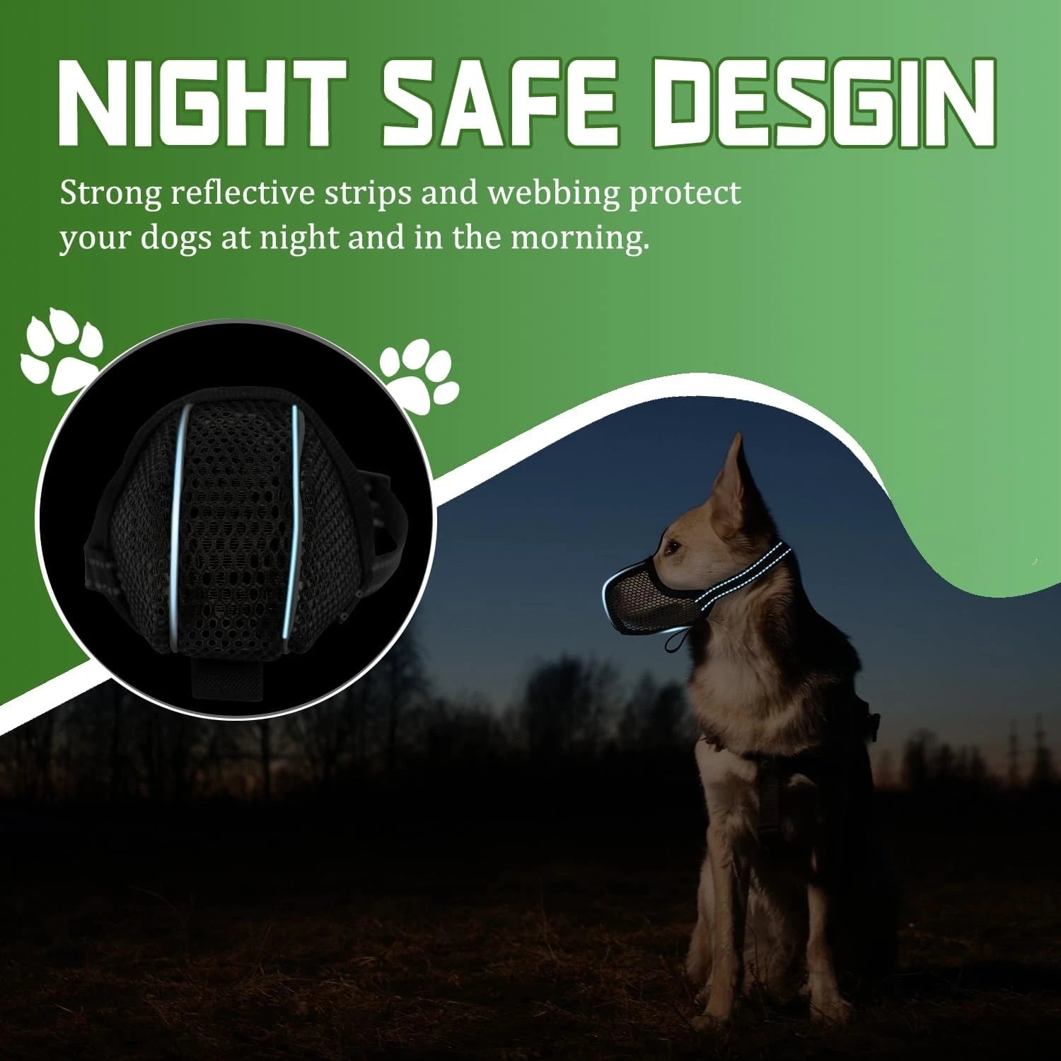 Dog Muzzle Basket Soft for Small Medium Large Size Breed anti Biting Licking Chewing Adjustable Mesh with Reflective Strap Daily