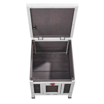 Outdoor Cat House Wooden Feral Cat Shelter with Roof & PVC Door Flaps
