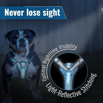 Premium No-Pull Black Dog Harness with Handle – Escape-Free, Anti-Pulling & Grip Control, Multi-Angle Reflective for Safe Walks & Training – Medium & Large Breeds, H3
