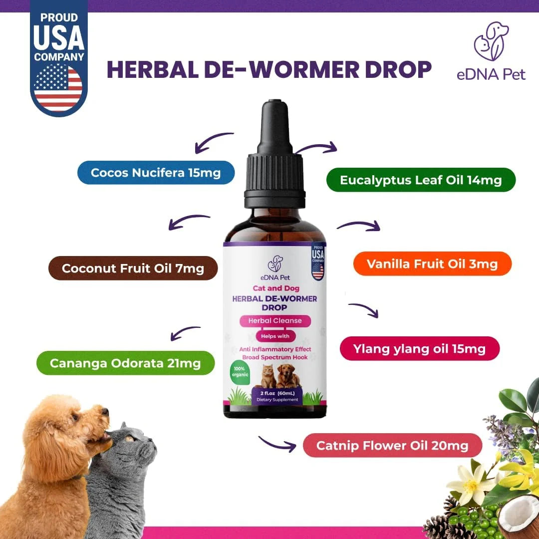 Herbal Extract Drops for Dogs and Cats, Herbal Supplement by Edna Pet for Cats & Dogs, 2 Fl. Oz