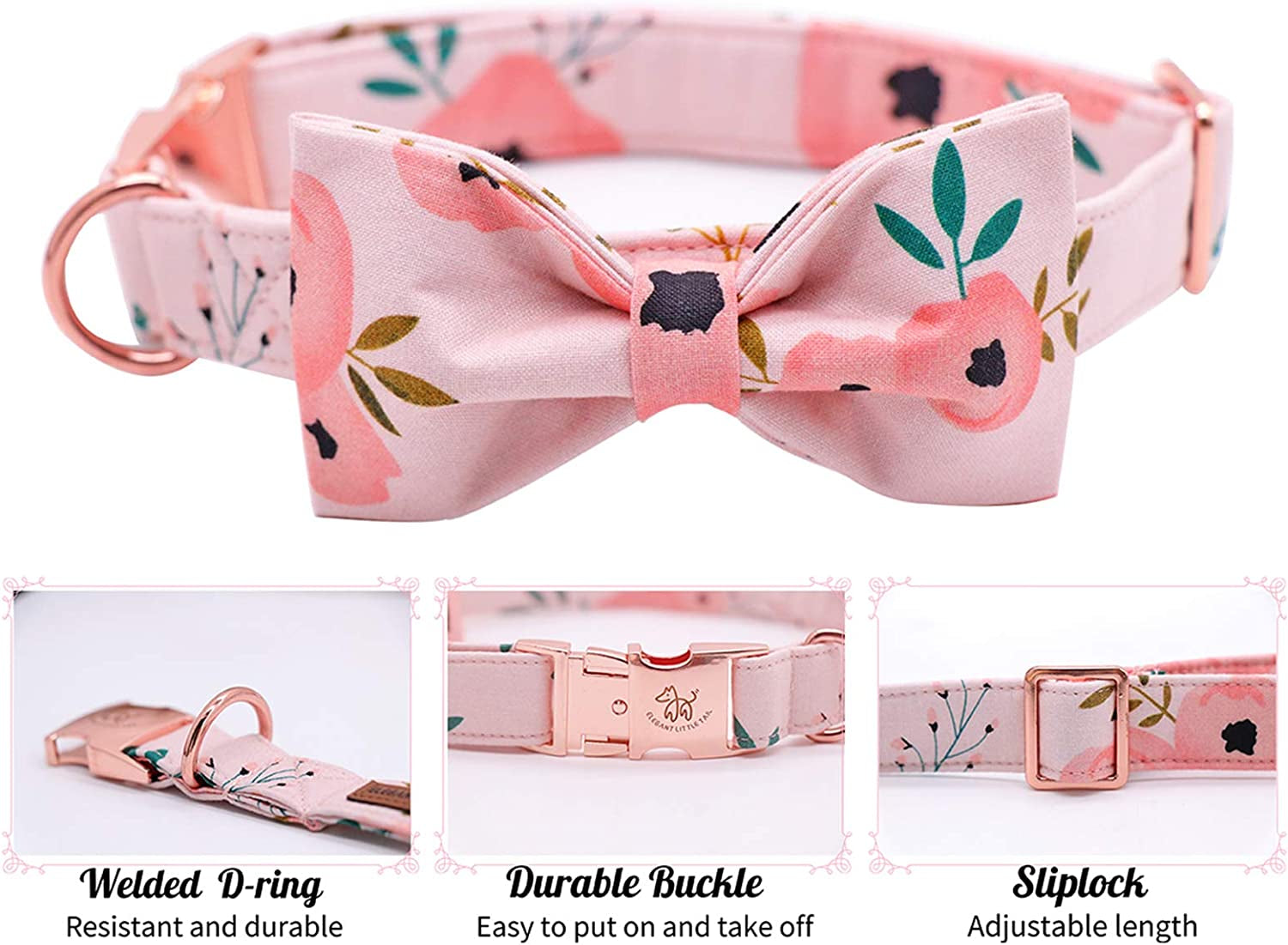 Dog Collar with Bow, Comfotable Dog Bowtie, Bowtie Dog Collar Adjustable Dog Collars for Small Medium Large Dogs and Cats