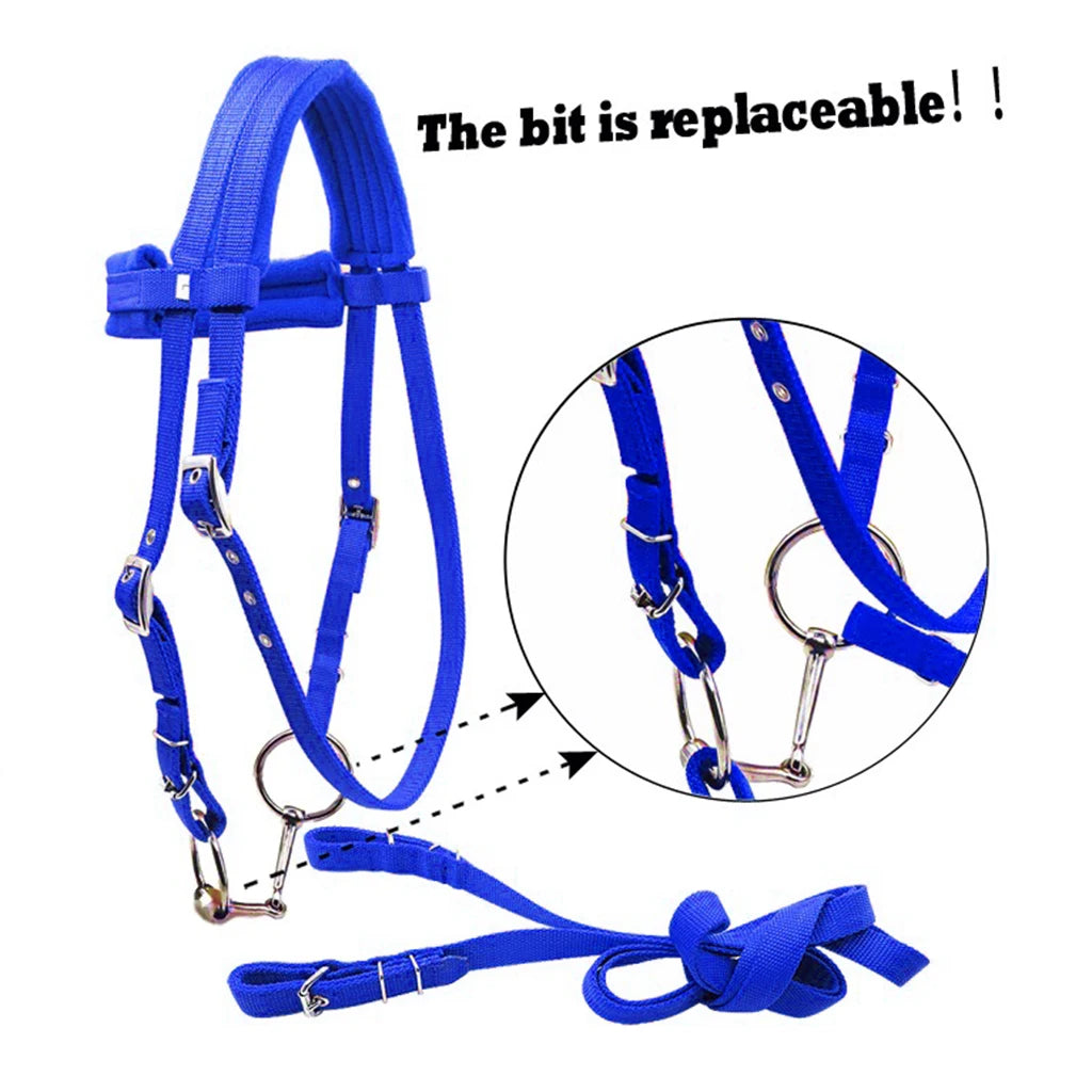 Durable Horse Bridle Horse Rein Headstall Thickened Halter Equestrian Gear Horse Rein Harness Headstalls Removable Snaffle